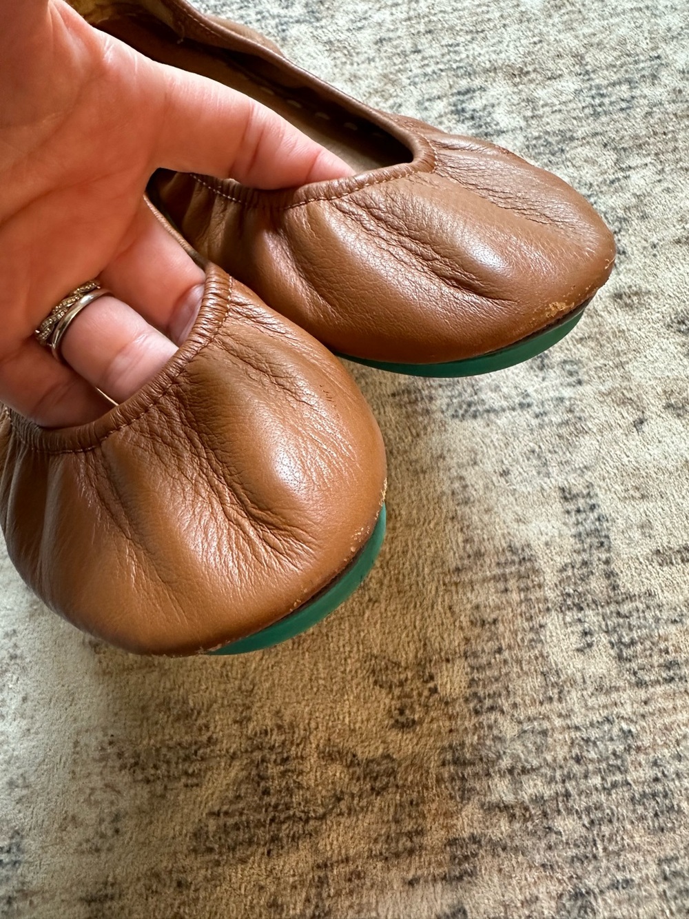 Tieks by Gavrieli Brown Leather Ballet Flats Teal Sole Women’s Size 10 - Picture 3 of 5